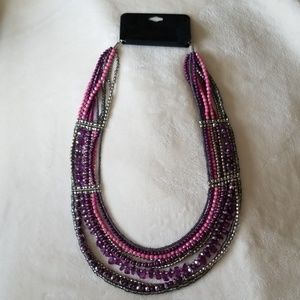 GNW Collar Necklace Purple Pink and Gray tones